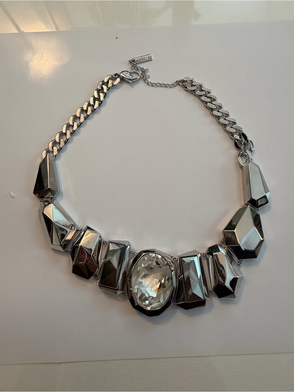Atelier Swarovski Silver-Tone Faceted Crystal Collar Necklace